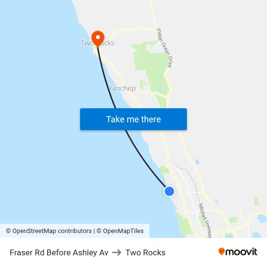 Fraser Rd Before Ashley Av to Two Rocks map