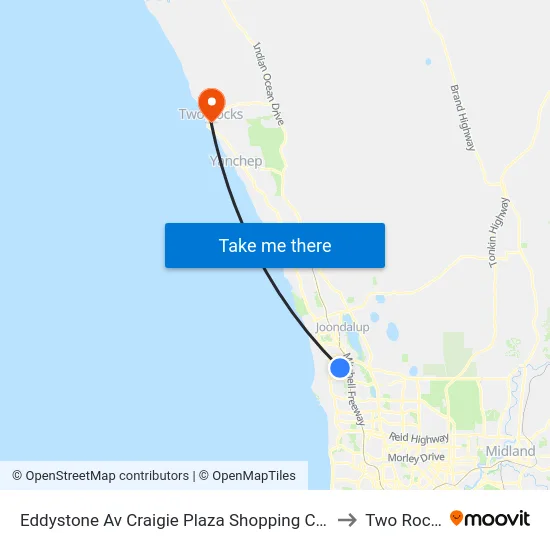 Eddystone Av Craigie Plaza Shopping Centre to Two Rocks map
