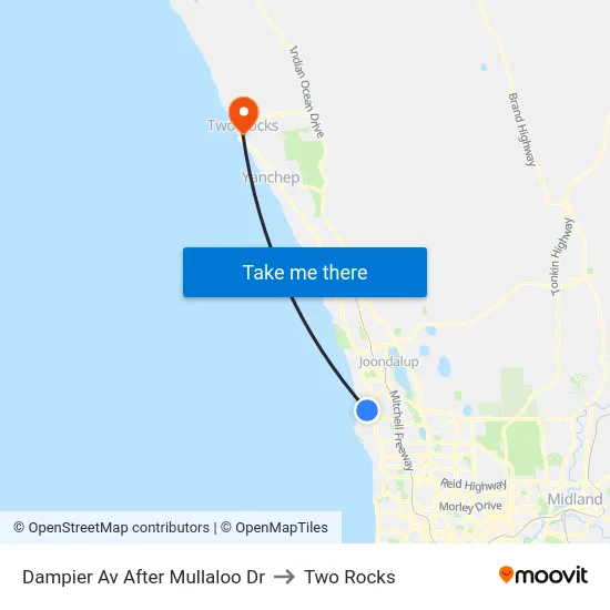 Dampier Av After Mullaloo Dr to Two Rocks map