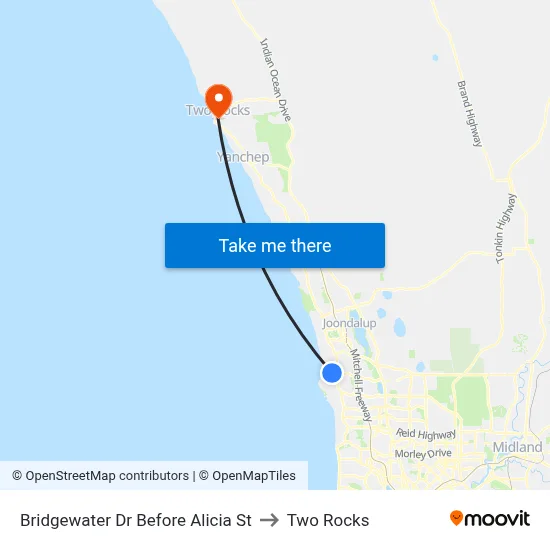 Bridgewater Dr Before Alicia St to Two Rocks map