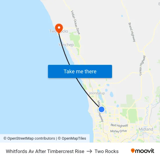 Whitfords Av After Timbercrest Rise to Two Rocks map