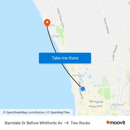 Barridale Dr Before Whitfords Av to Two Rocks map