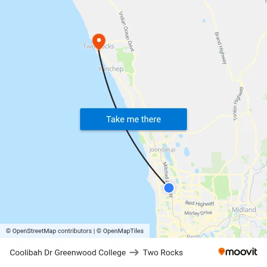 Coolibah Dr Greenwood College to Two Rocks map