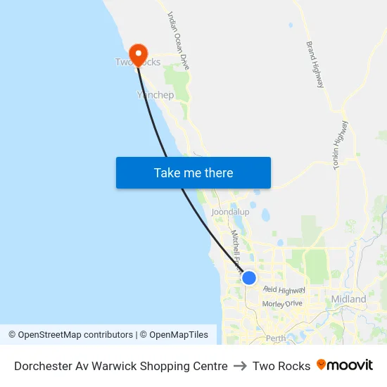 Dorchester Av Warwick Shopping Centre to Two Rocks map