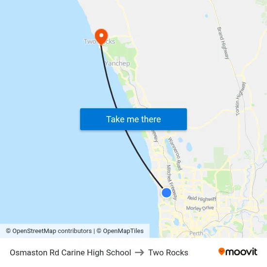 Osmaston Rd Carine High School to Two Rocks map