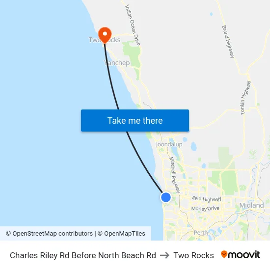 Charles Riley Rd Before North Beach Rd to Two Rocks map