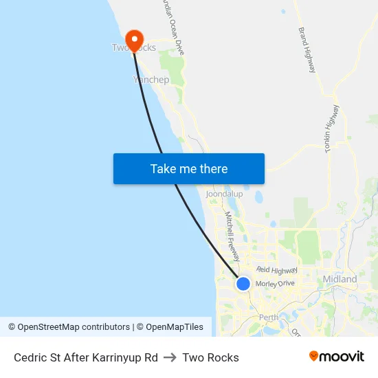 Cedric St After Karrinyup Rd to Two Rocks map