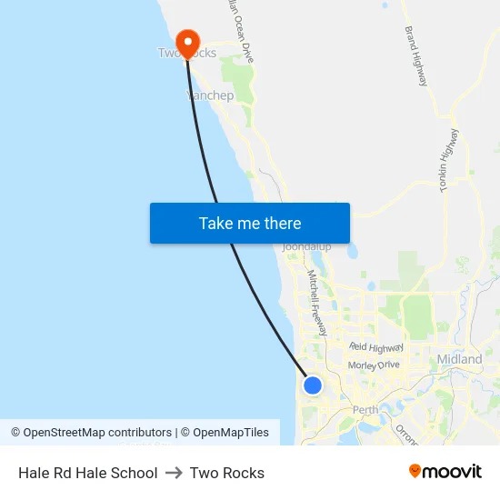 Hale Rd Hale School to Two Rocks map