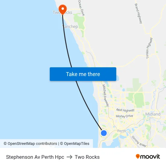 Stephenson Av Perth Hpc to Two Rocks map