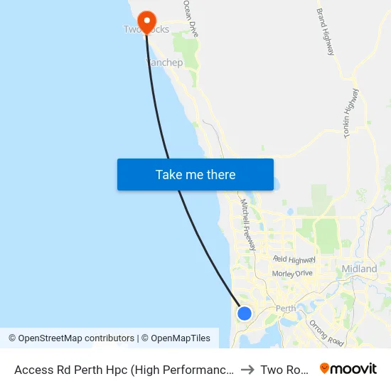Access Rd Perth Hpc (High Performance Ctr) to Two Rocks map