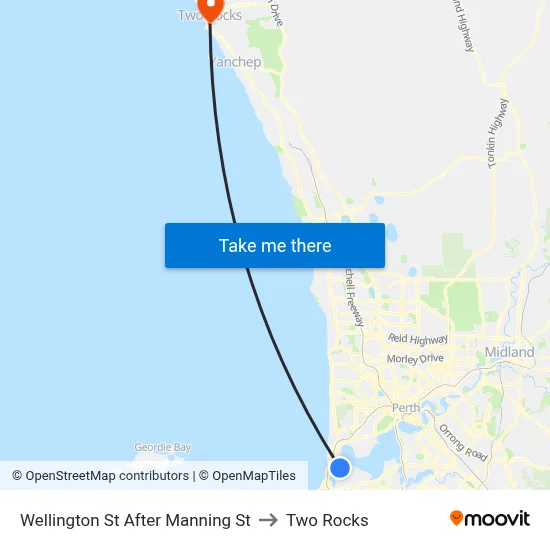 Wellington St After Manning St to Two Rocks map