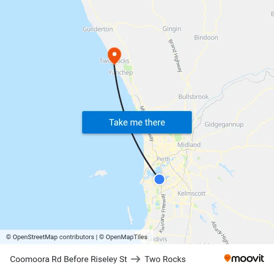 Coomoora Rd Before Riseley St to Two Rocks map