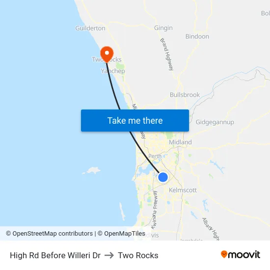 High Rd Before Willeri Dr to Two Rocks map