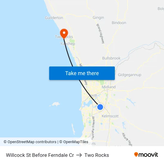 Willcock St Before Ferndale Cr to Two Rocks map