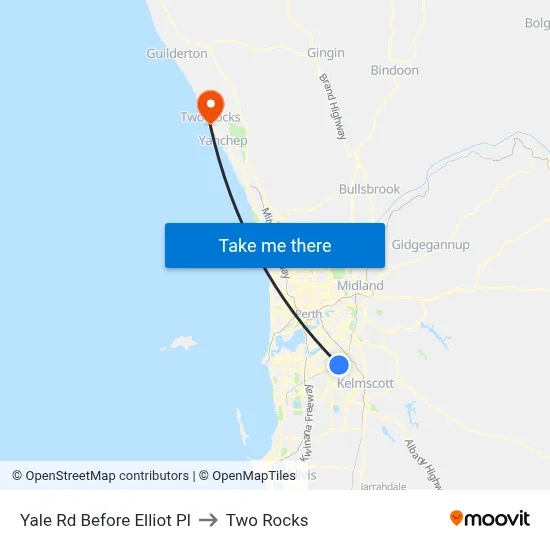 Yale Rd Before Elliot Pl to Two Rocks map