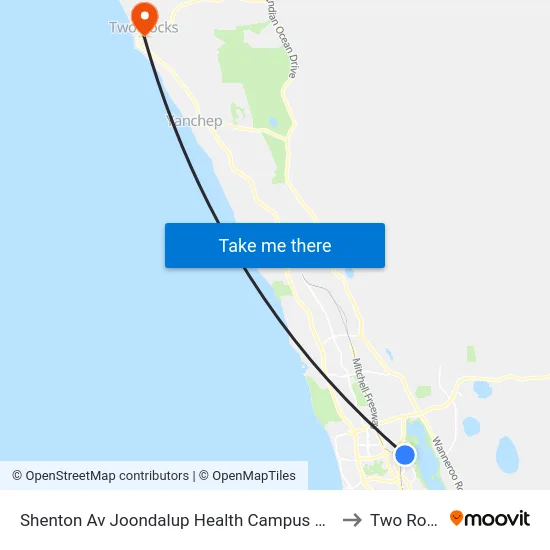 Shenton Av Joondalup Health Campus Cat Id 17 to Two Rocks map