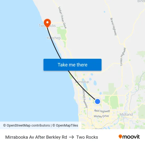 Mirrabooka Av After Berkley Rd to Two Rocks map