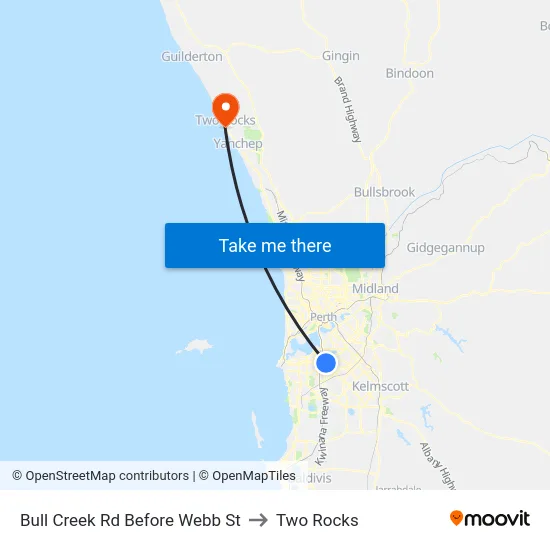 Bull Creek Rd Before Webb St to Two Rocks map
