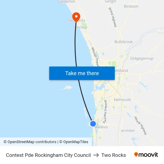 Contest Pde Rockingham City Council to Two Rocks map