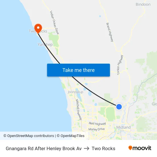 Gnangara Rd After Henley Brook Av to Two Rocks map
