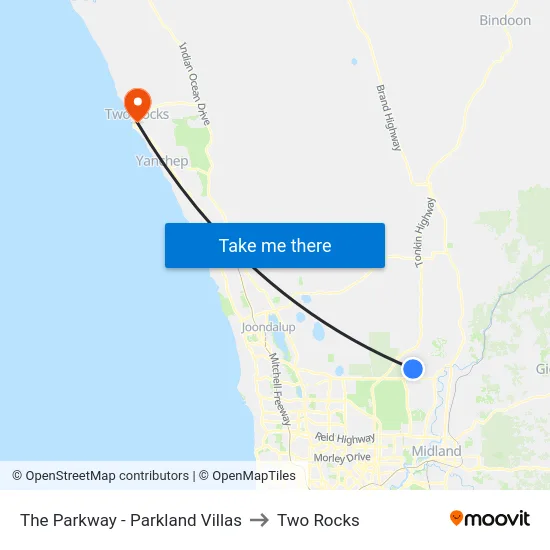 The Parkway   - Parkland Villas to Two Rocks map