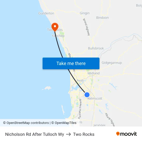 Nicholson Rd After Tulloch Wy to Two Rocks map