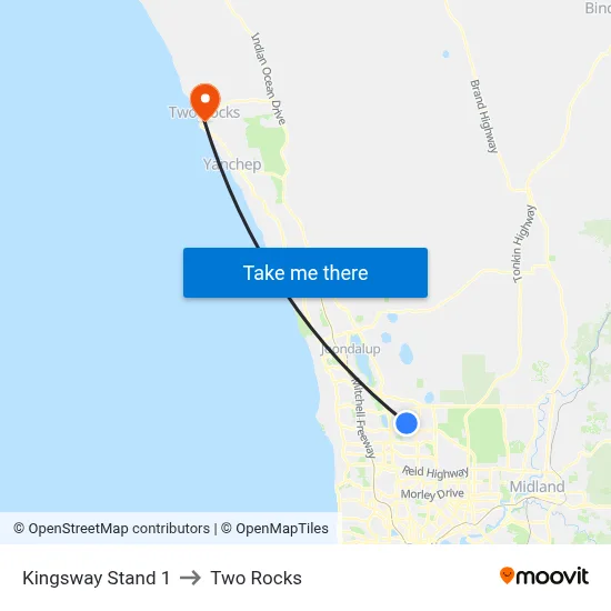 Kingsway   Stand 1 to Two Rocks map