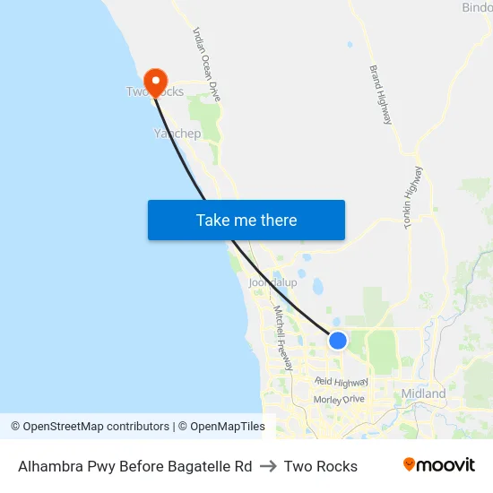 Alhambra Pwy Before Bagatelle Rd to Two Rocks map