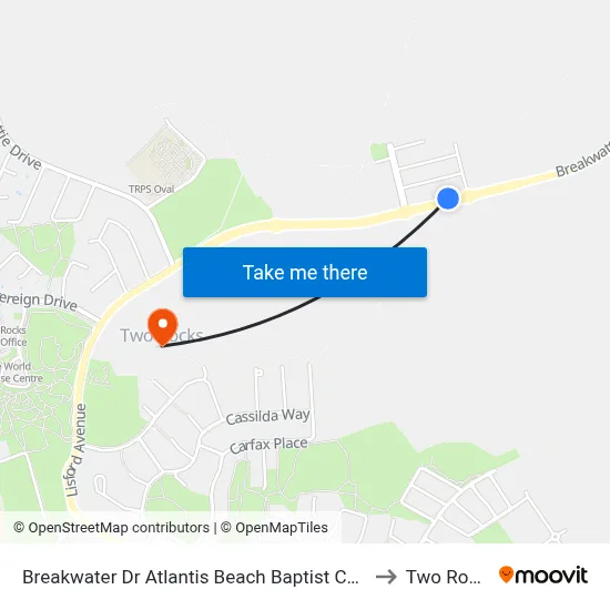 Breakwater Dr Atlantis Beach Baptist College to Two Rocks map
