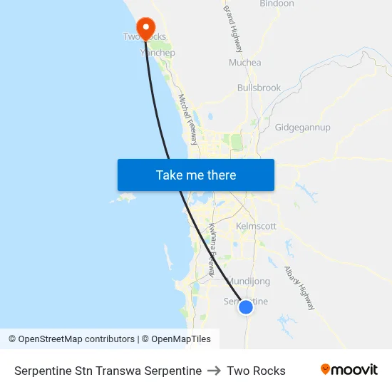 Serpentine Stn Transwa Serpentine to Two Rocks map