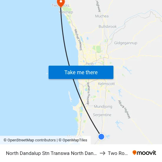 North Dandalup Stn Transwa North Dandalup to Two Rocks map