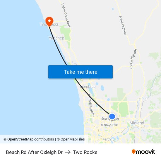 Beach Rd After Oxleigh Dr to Two Rocks map