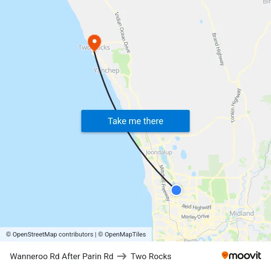 Wanneroo Rd After Parin Rd to Two Rocks map