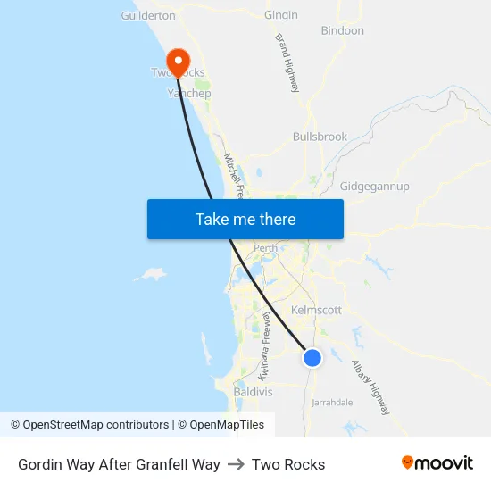 Gordin Way After Granfell Way to Two Rocks map