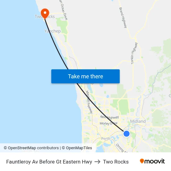 Fauntleroy Av Before Gt Eastern Hwy to Two Rocks map