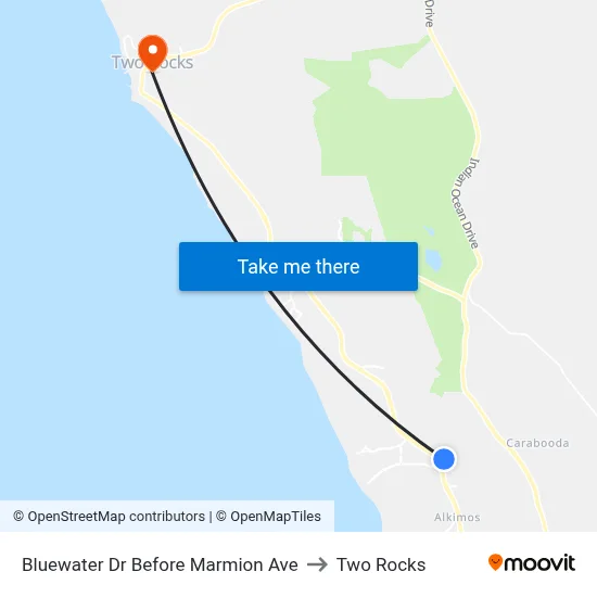 Bluewater Dr Before Marmion Ave to Two Rocks map