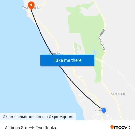 Alkimos Stn to Two Rocks map