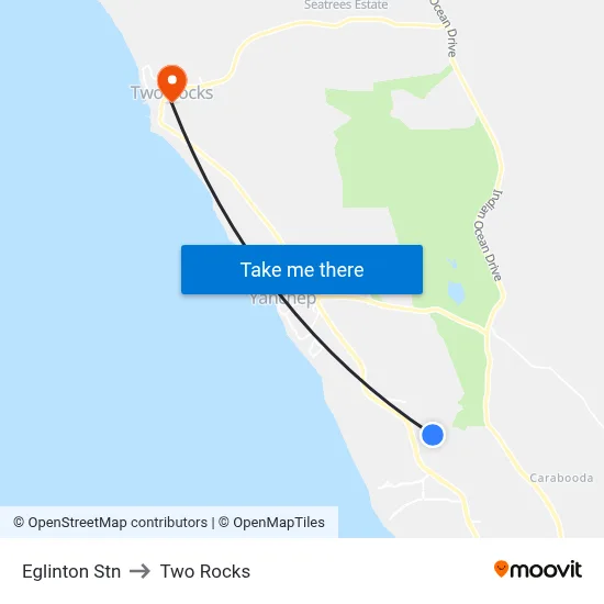 Eglinton Stn to Two Rocks map