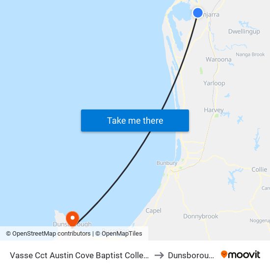 Vasse Cct Austin Cove Baptist College to Dunsborough map