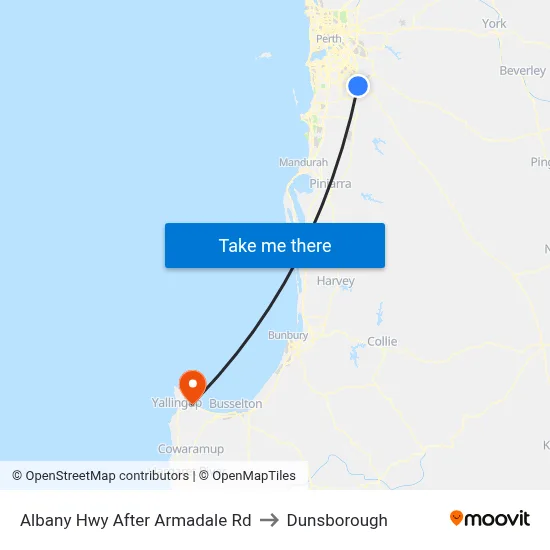 Albany Hwy After Armadale Rd to Dunsborough map