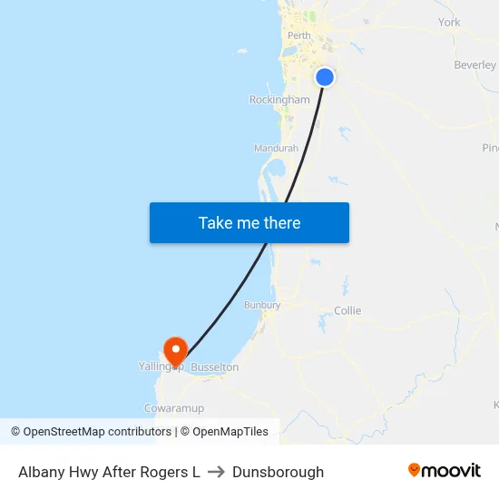 Albany Hwy After Rogers L to Dunsborough map