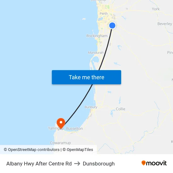 Albany Hwy After Centre Rd to Dunsborough map