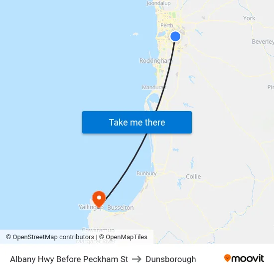 Albany Hwy Before Peckham St to Dunsborough map