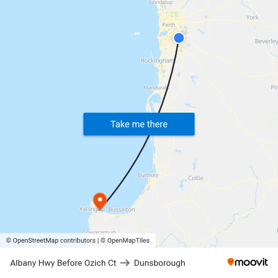 Albany Hwy Before Ozich Ct to Dunsborough map