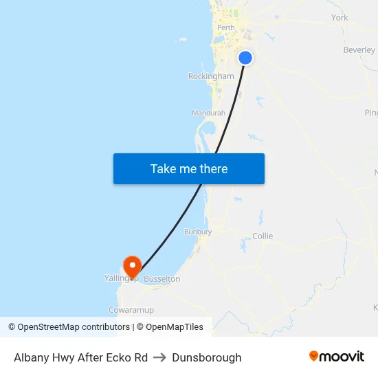 Albany Hwy After Ecko Rd to Dunsborough map