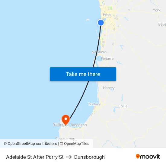 Adelaide St After Parry St to Dunsborough map