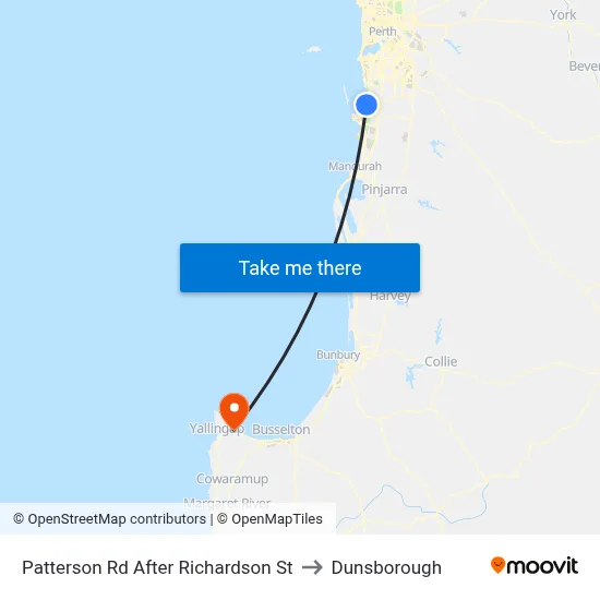 Patterson Rd After Richardson St to Dunsborough map