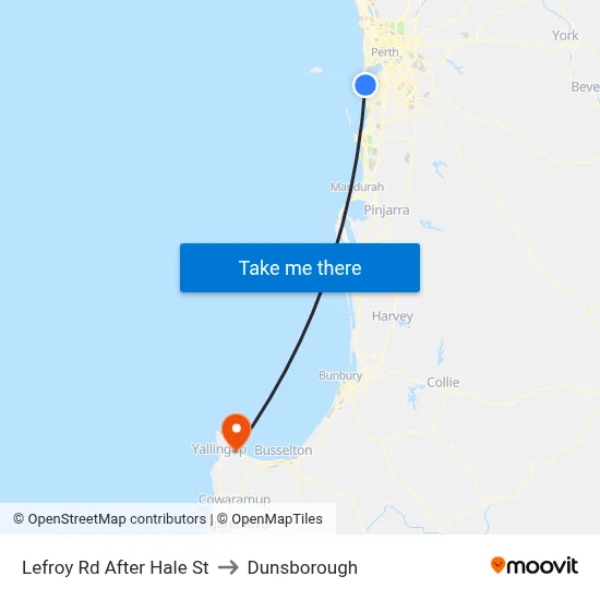 Lefroy Rd After Hale St to Dunsborough map