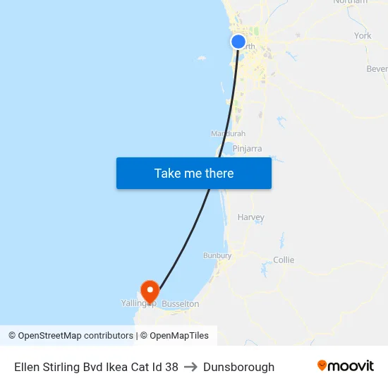 Ellen Stirling Bvd Ikea Cat Id 38 to Dunsborough map