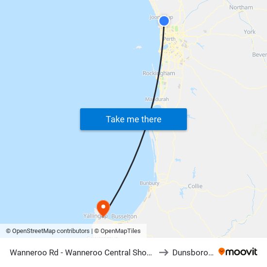 Wanneroo Rd - Wanneroo Central Shopping Ctr to Dunsborough map